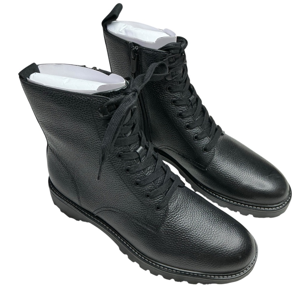 Vince Men’s Dominic Black Textured Leather Boots Sz 9